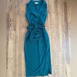 Grace Karin Dark Green Midi Wrap Dress